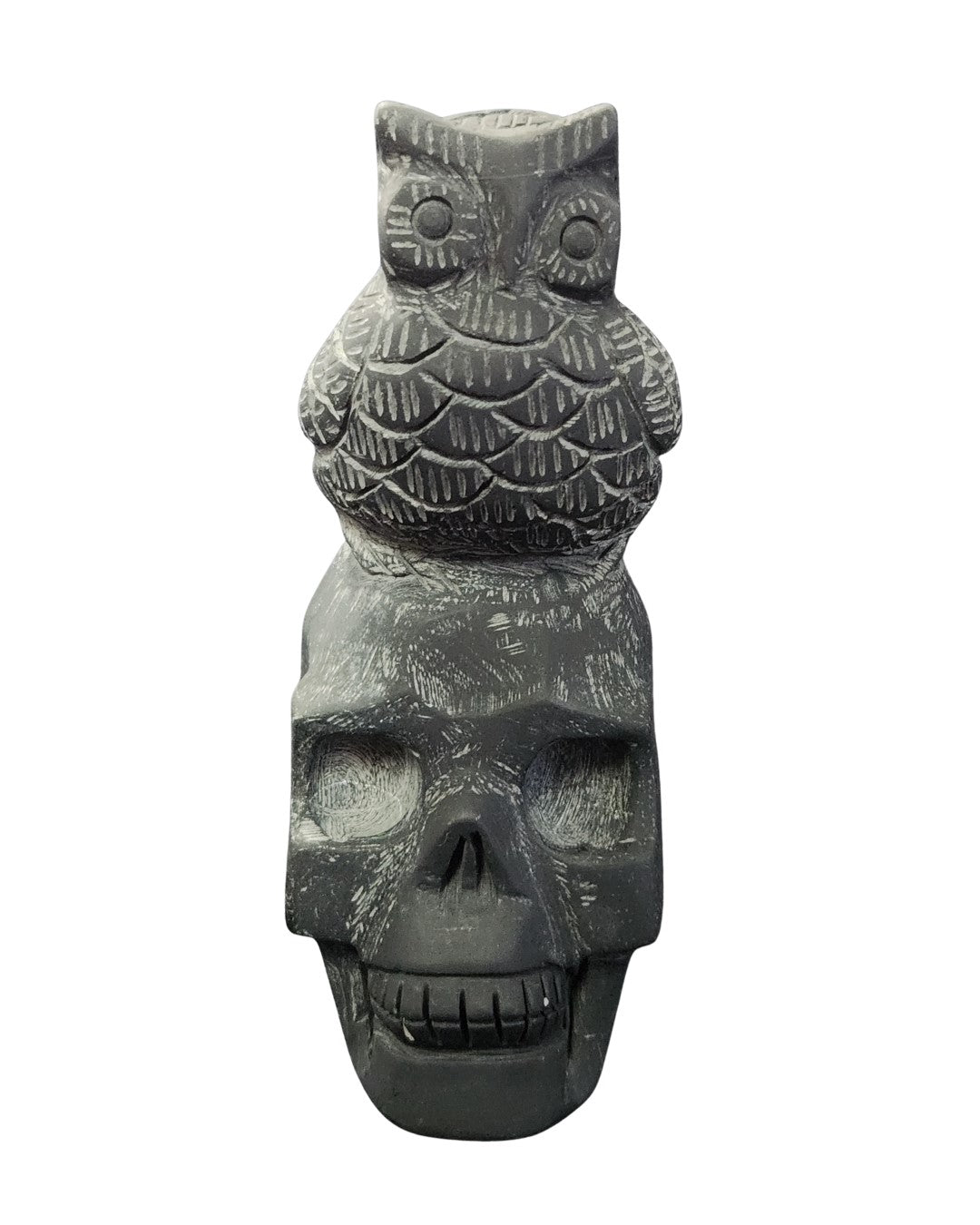 Owl & Skull - Black Jade
