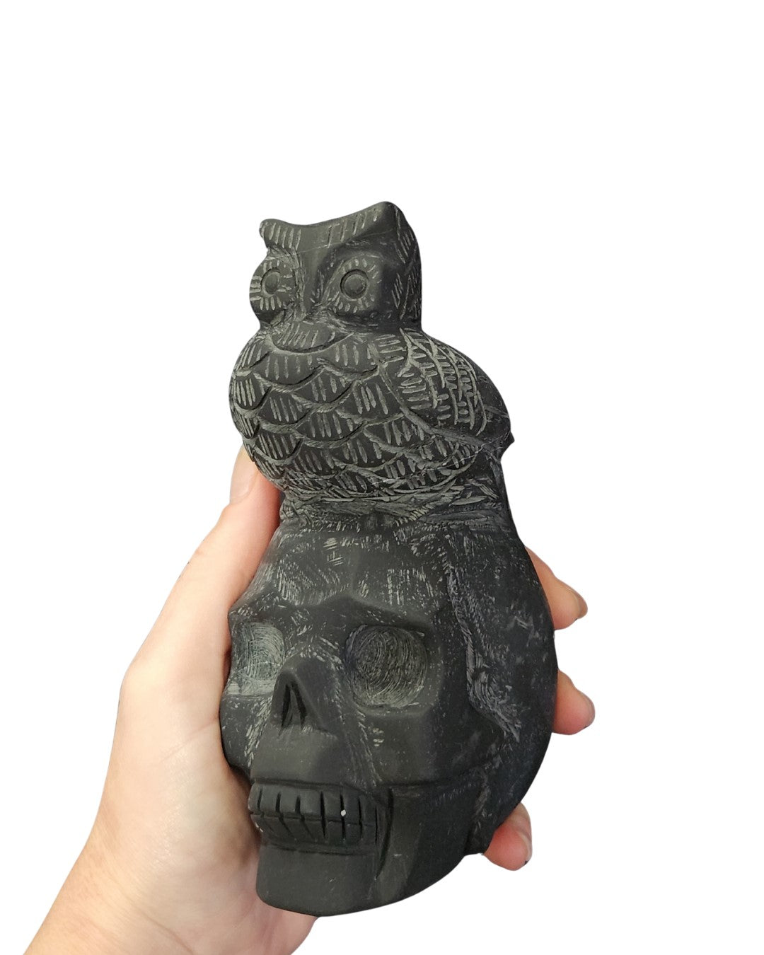 Owl & Skull - Black Jade