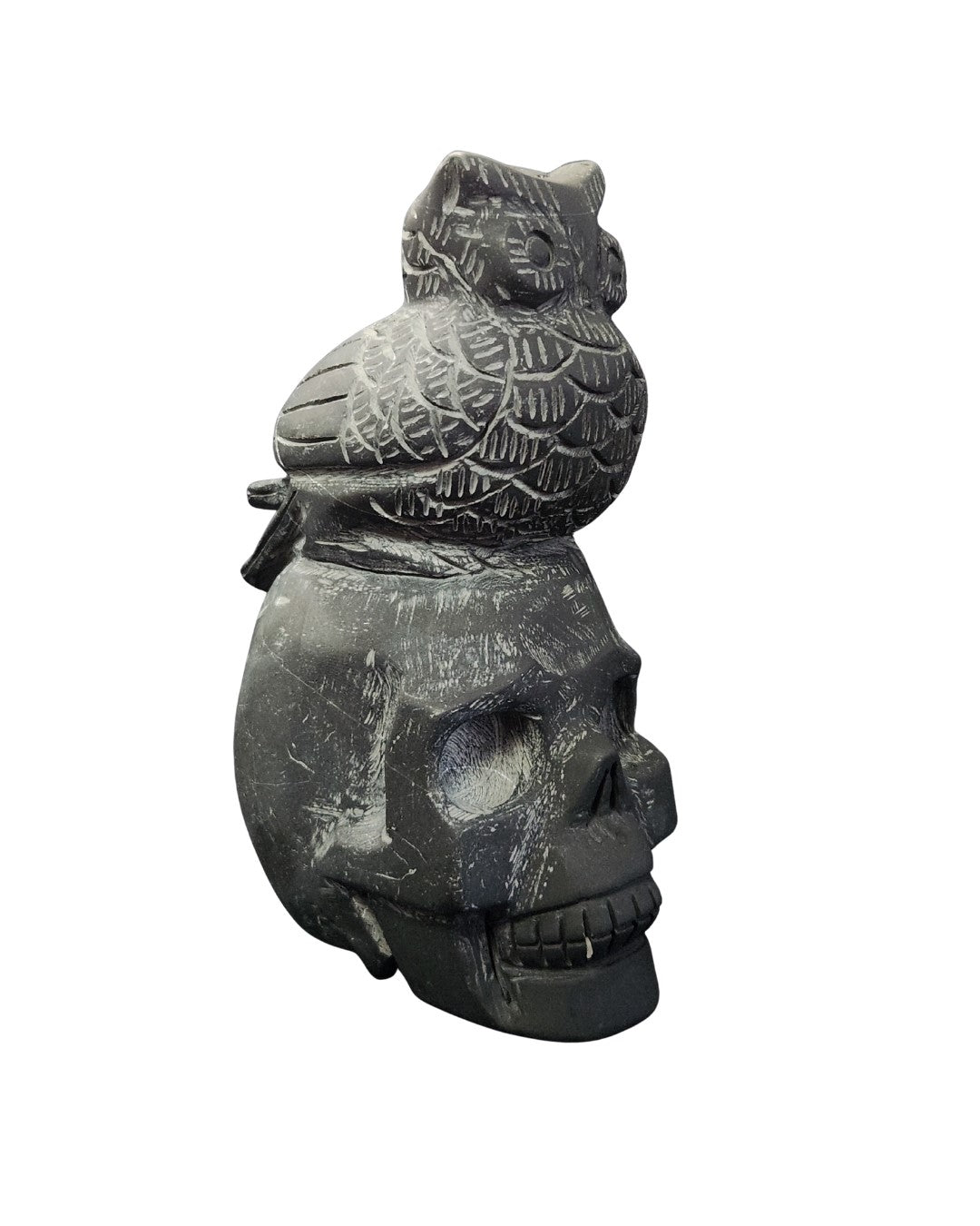 Owl & Skull - Black Jade