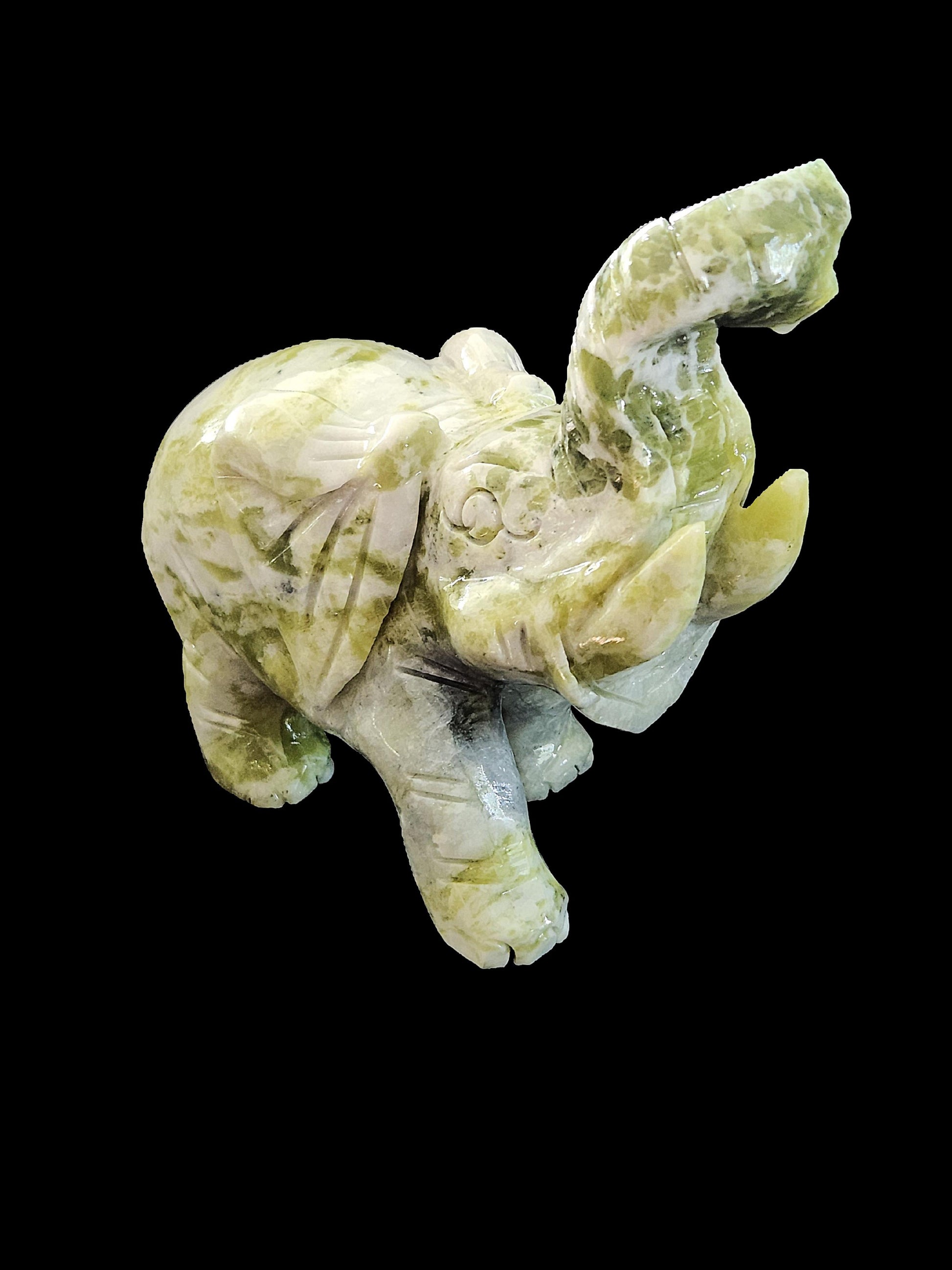 Elephant - Green and White Jade