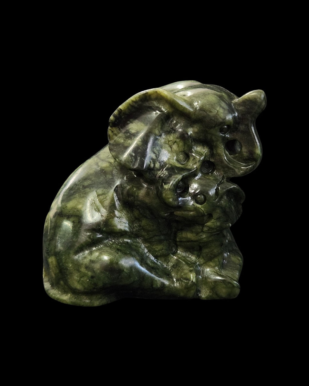 Mum & Baby Elephant - Green Jade