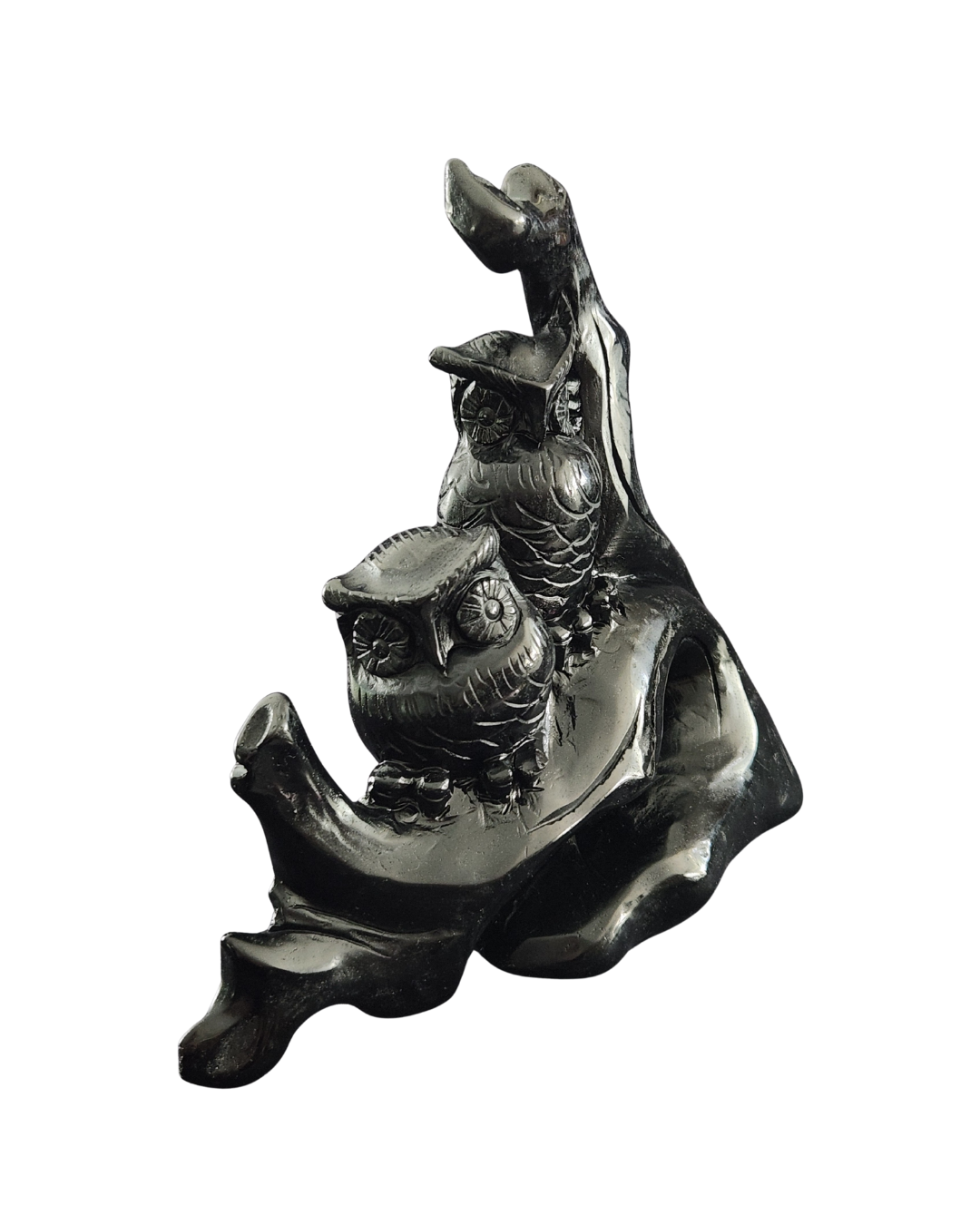 Owl and Tree - Black Obsidian