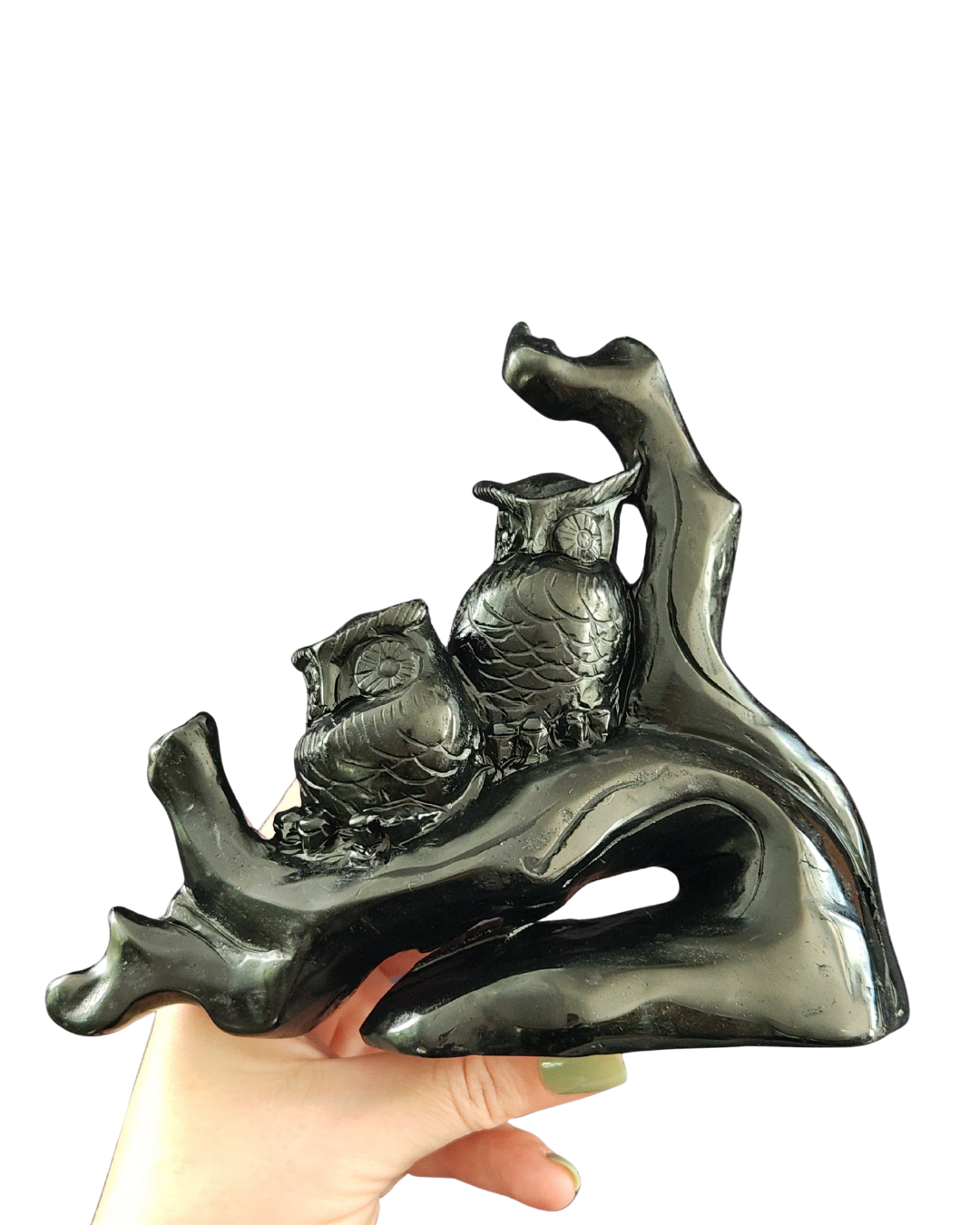 Owl and Tree - Black Obsidian