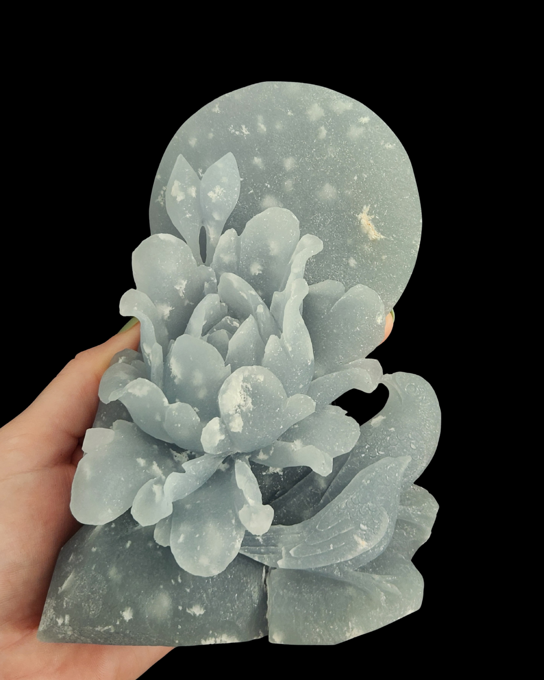 Flower & Birds - Blue Angelite