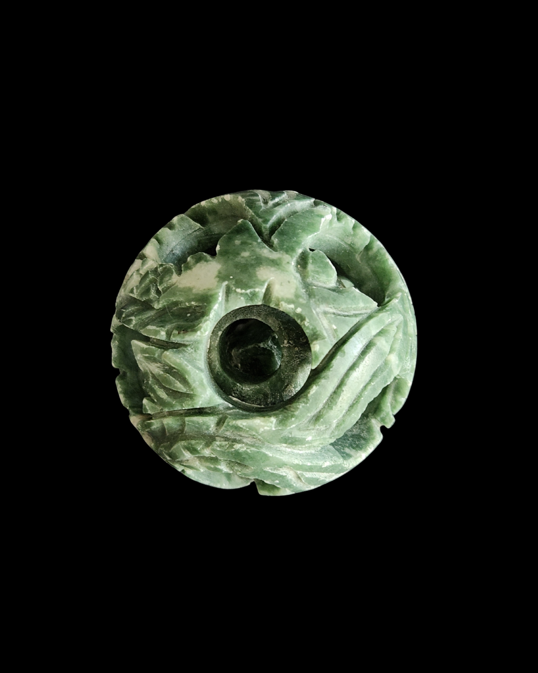 Carved Sphere - Green Jade