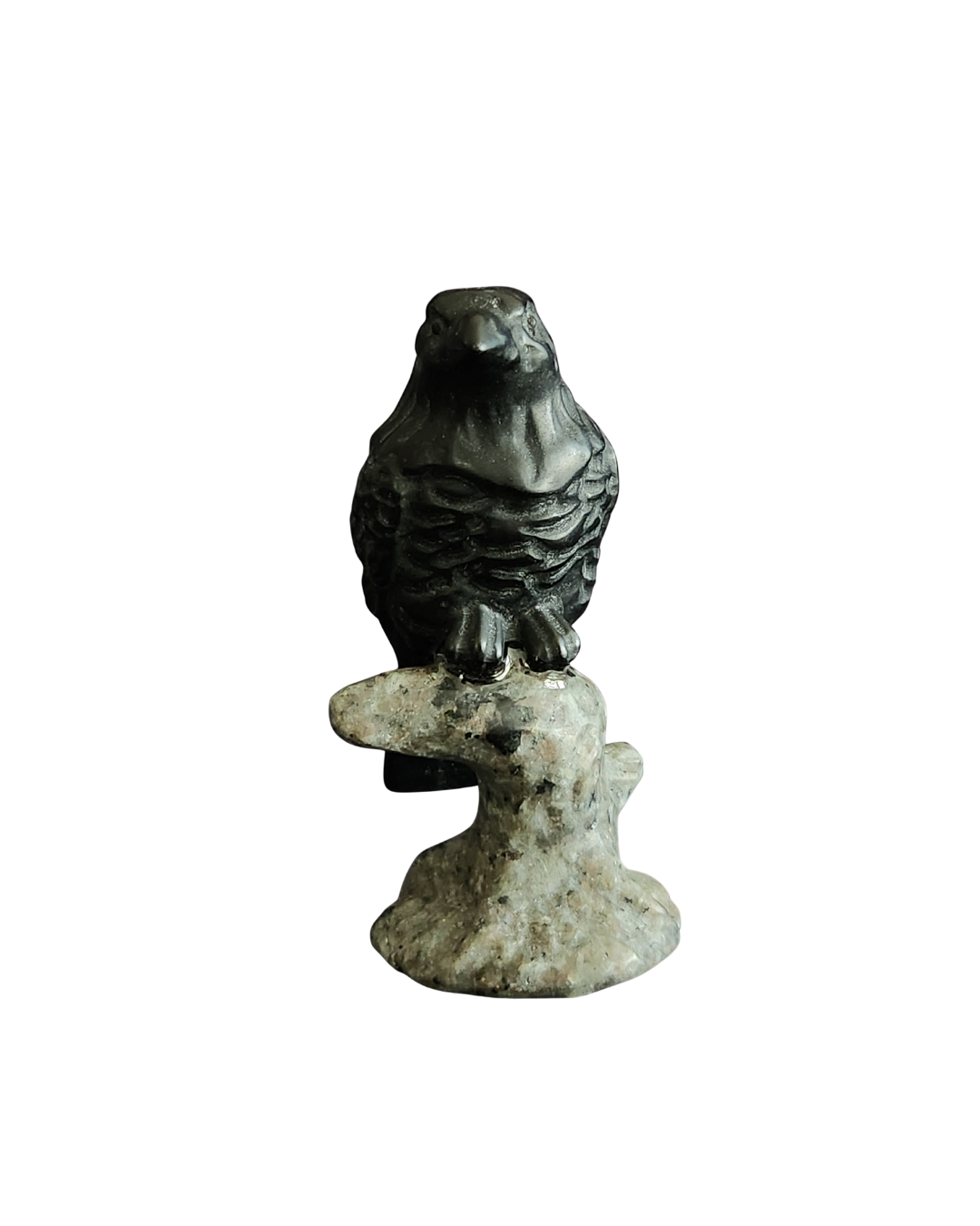 Crow in Tree - Black Obsidian & Fire Stone