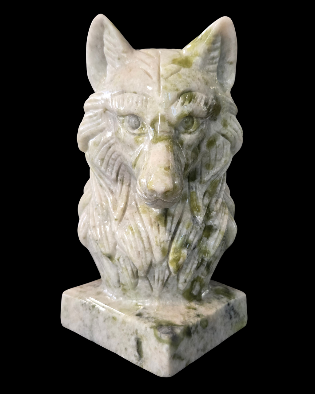 Wolf's Head - Green & White Jade