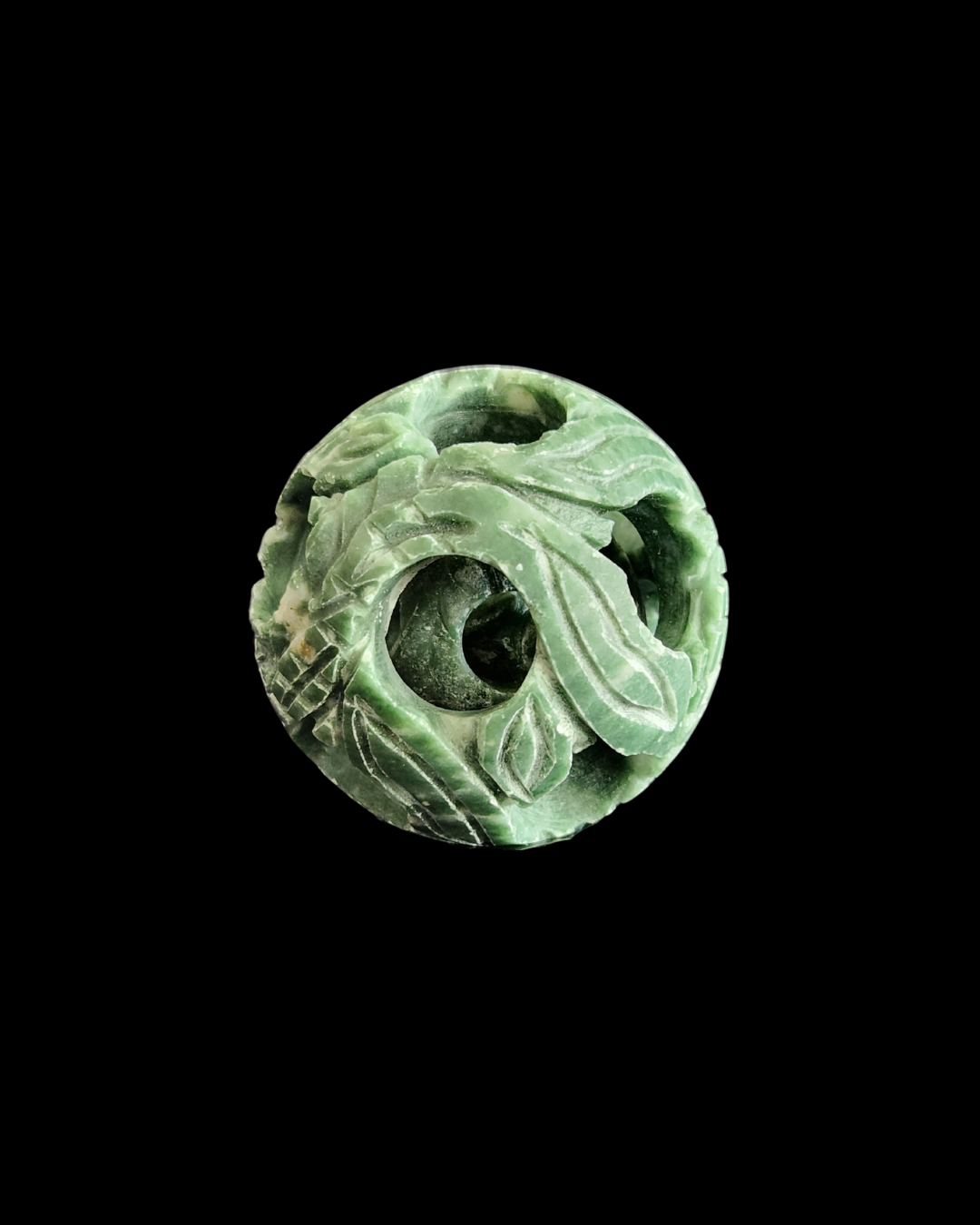 Carved Sphere - Green Jade