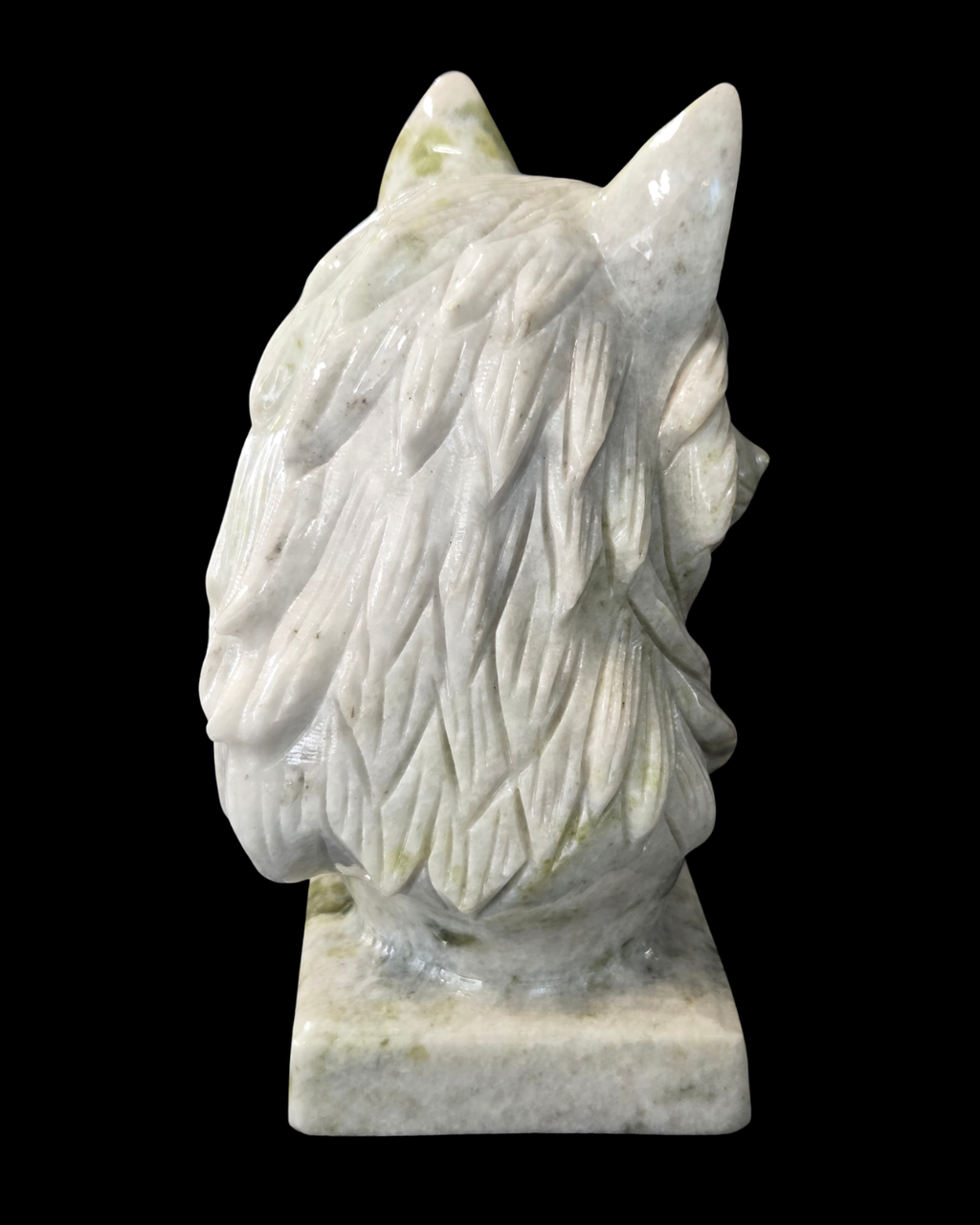 Wolf's Head - Green & White Jade
